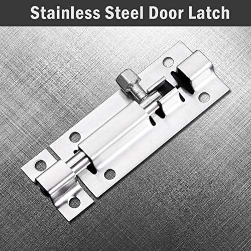 MUMA Door Latch Sliding Lock Stainless Steel Door Latches For Bathroom Toilet Window Furniture Pet Gate Lock 3/4 Color : Square, Size : 4 inch with Screws MUMA Door Latch Sliding Lock Stainless Steel Door Latches For Bathroom Toilet Window Furniture Pet Gate Lock 3/4 Color : Square, Size : 4 inch with Screws
